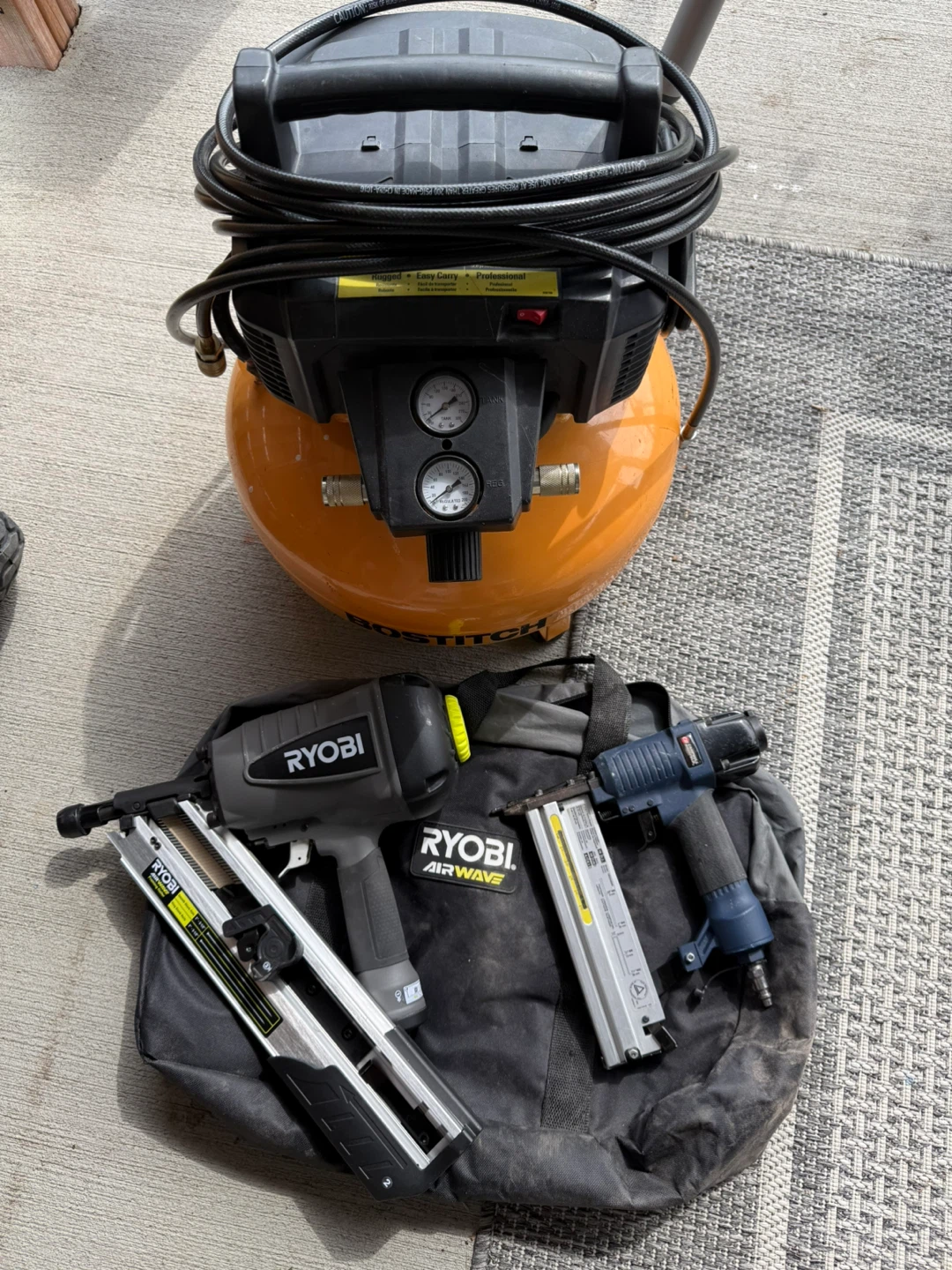 Bostitch 6gal Comp + Ryobi Framing Nailer & C&H Brad Nailer