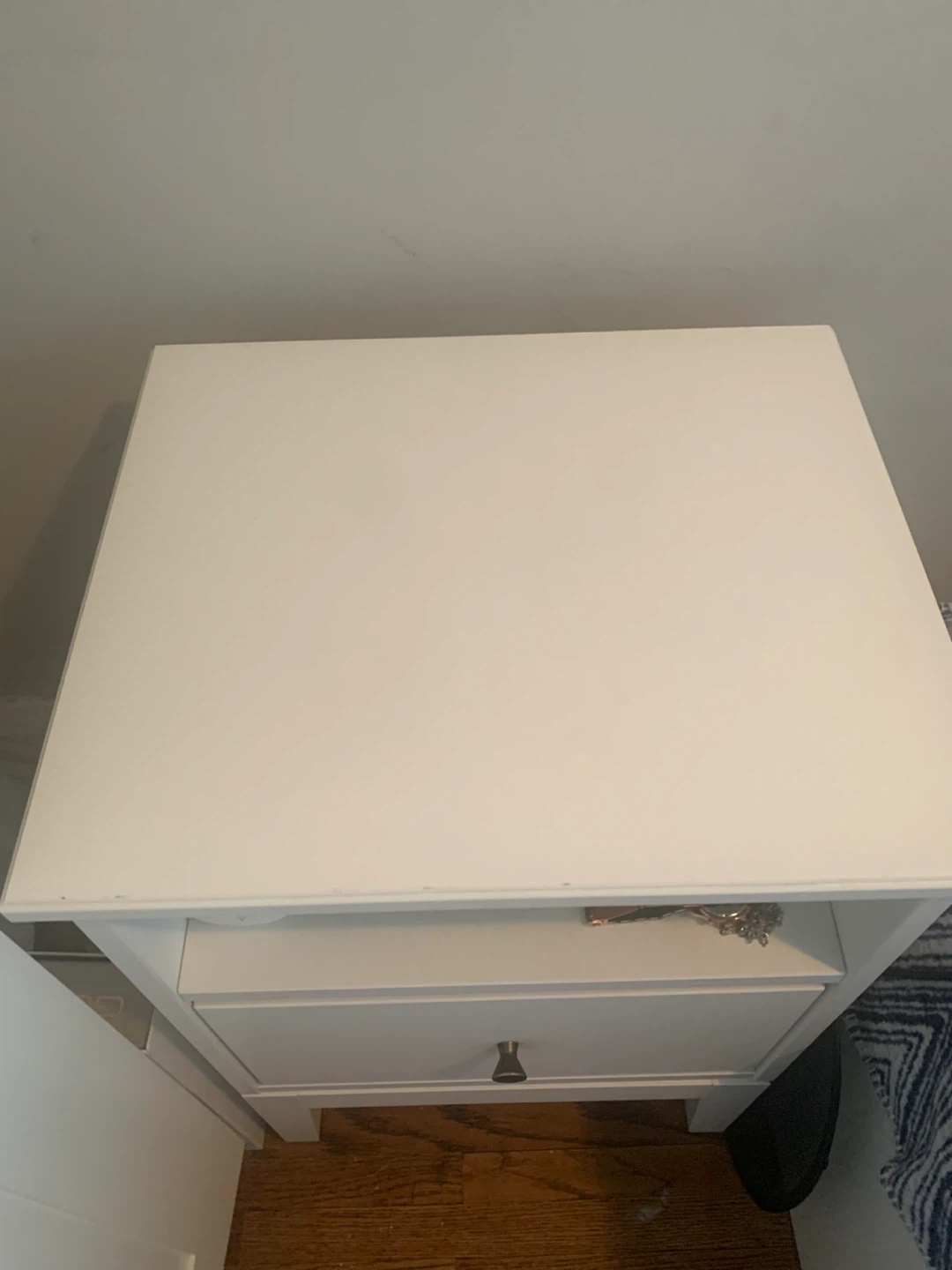 White Nightstand with Drawer - photo 4