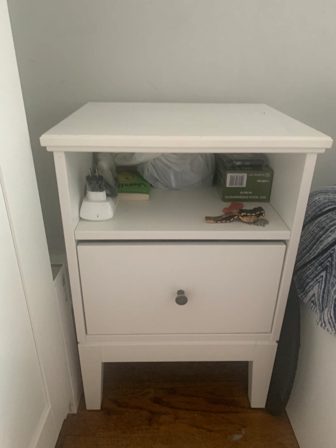 White Nightstand with Drawer