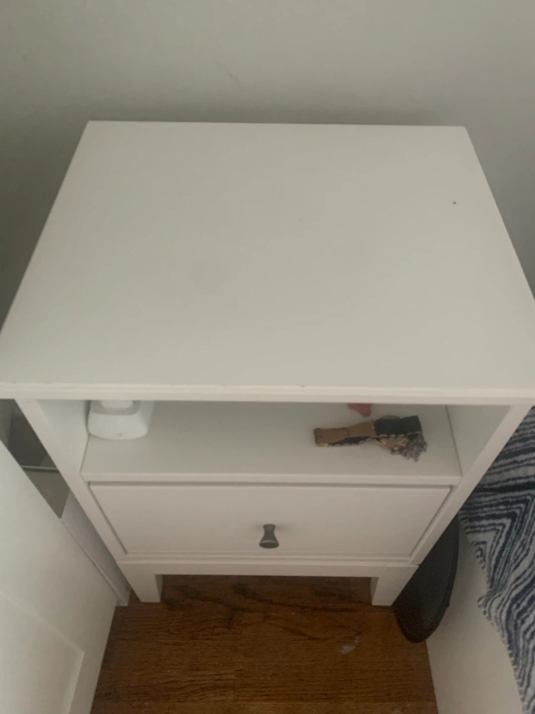 White Nightstand with Drawer - photo 2