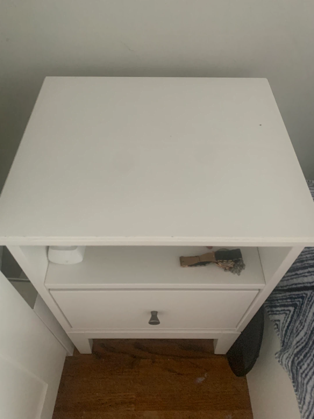 White Nightstand with Drawer - photo 3