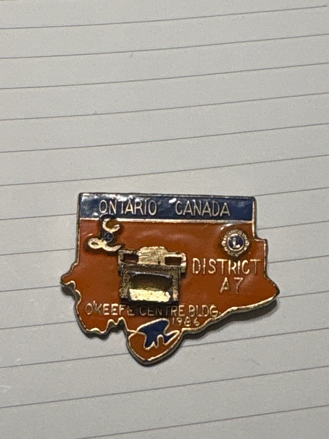 ⚽️Ontario Canada District A7 Lions Club Pin 1986