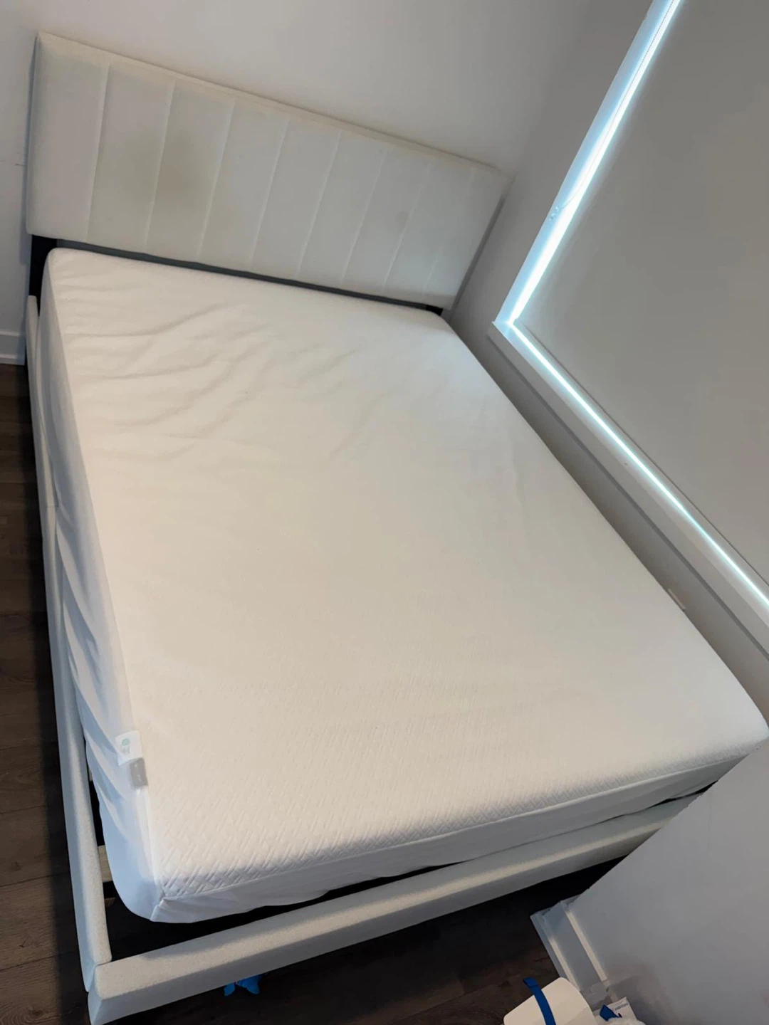 White Upholstered Headboard Bed Frame