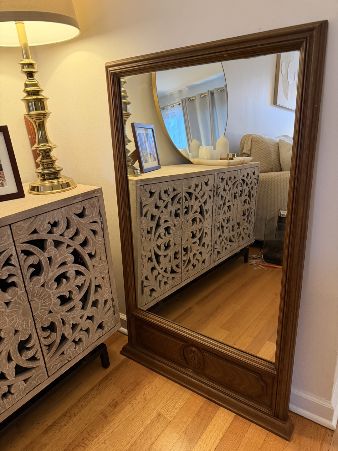 Vintage Style Ornate Wooden Mirror - photo 2