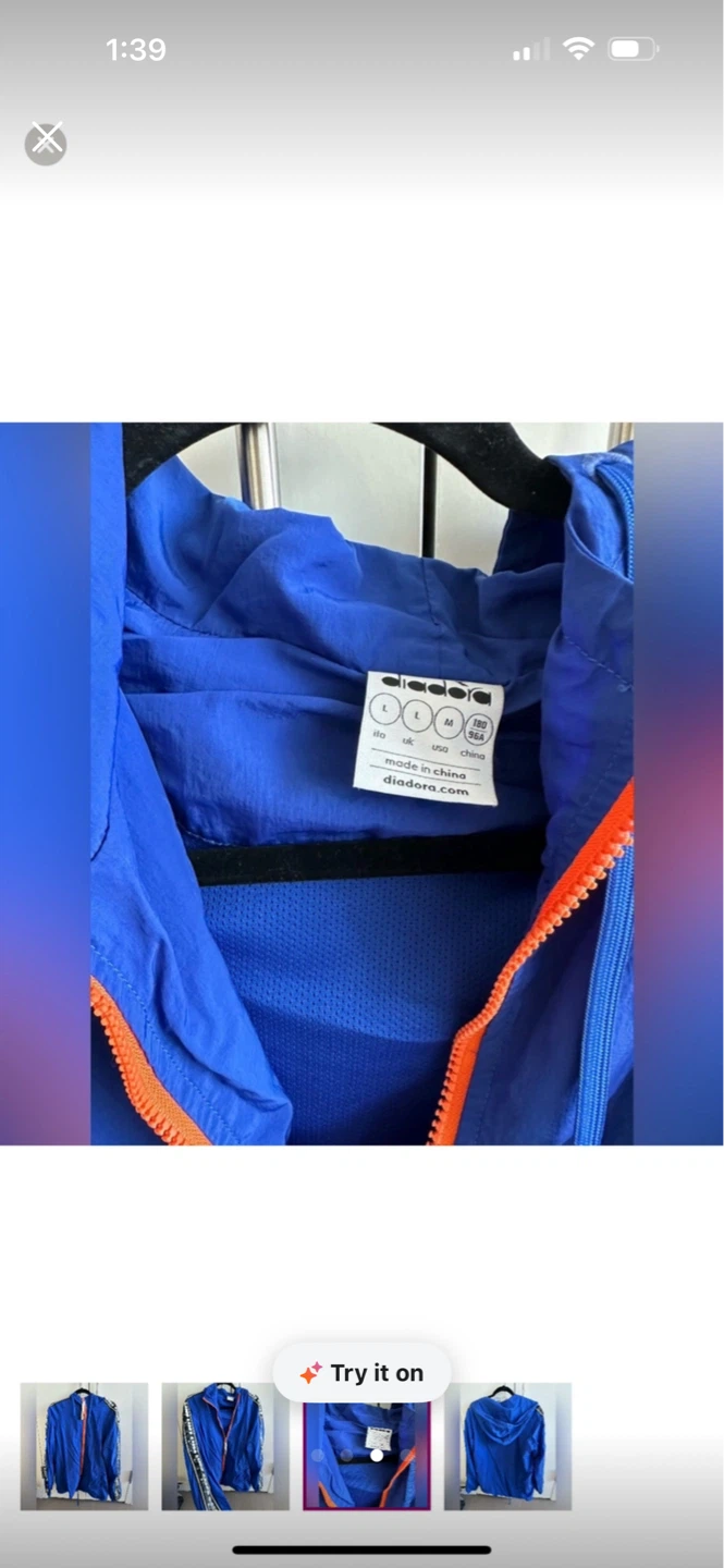 Diadora Blue Hooded Windbreaker Jacket ⚽️ - photo 2