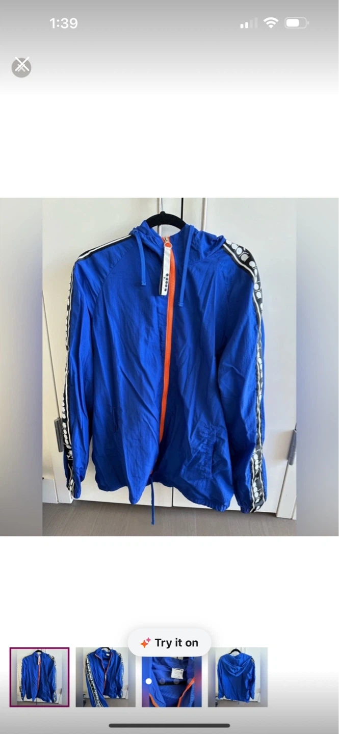 Diadora Blue Hooded Windbreaker Jacket ⚽️