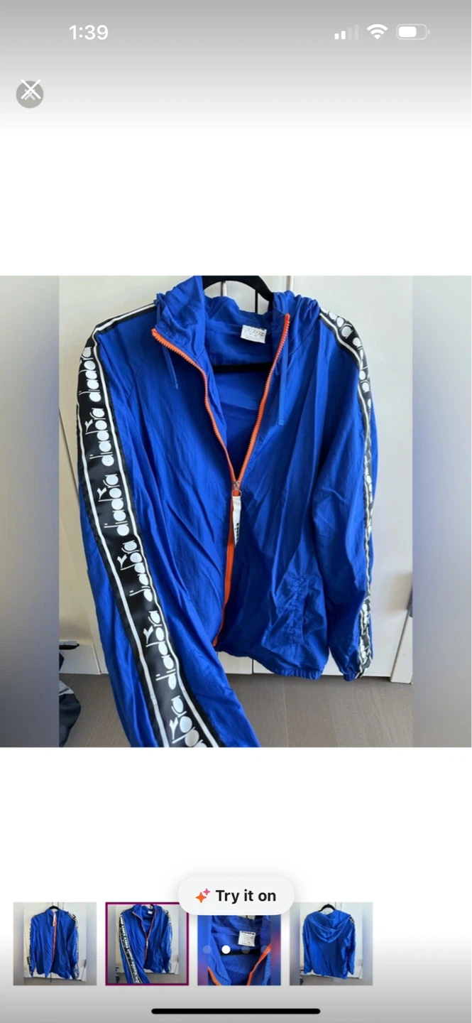 Diadora Blue Hooded Windbreaker Jacket ⚽️ - photo 4