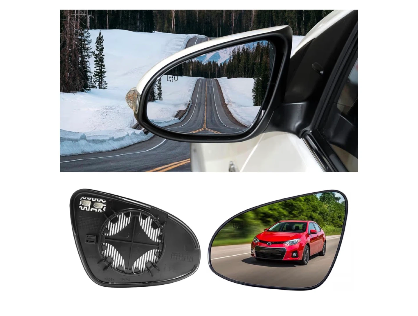 Left side glass mirror