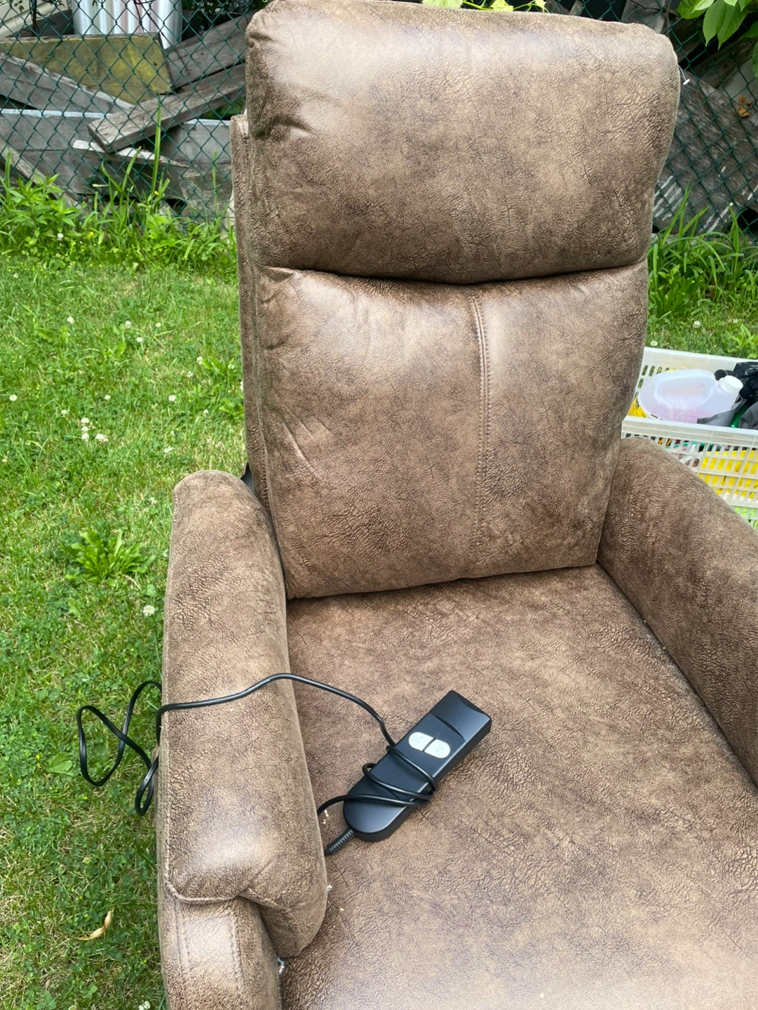 Brown Power Recliner Chair with Remote - photo 2