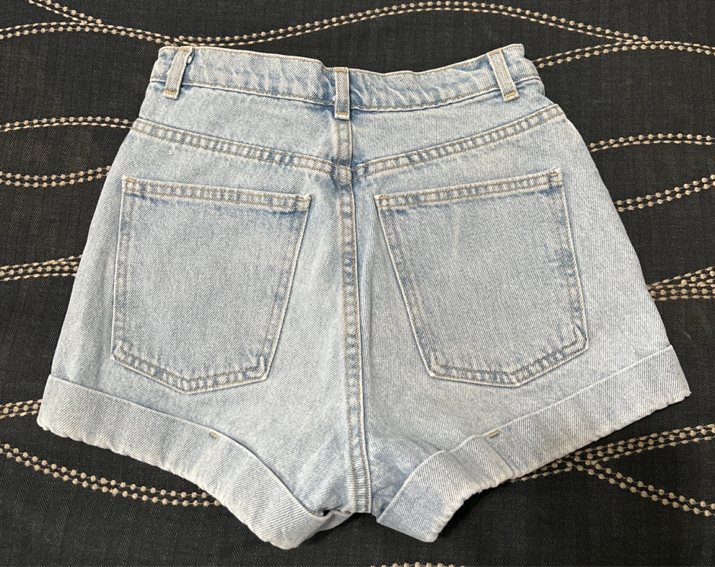 American Apparel High-Waisted Light Wash Denim Shorts SZ 26 ⚽️ - photo 3