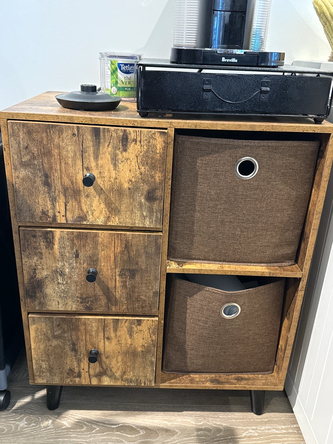 Rustic Wood Chest of Drawers with Fabric Bins - photo 3