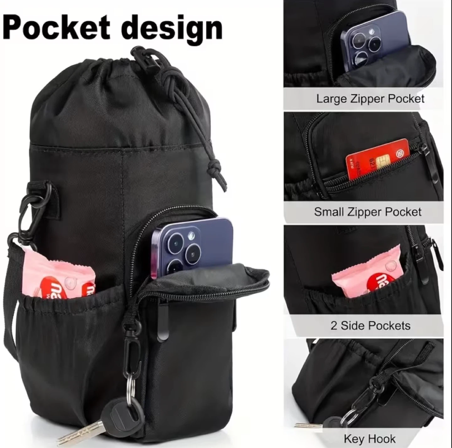 Water Bottle Carrier Bag with Multiple Pockets - photo 2