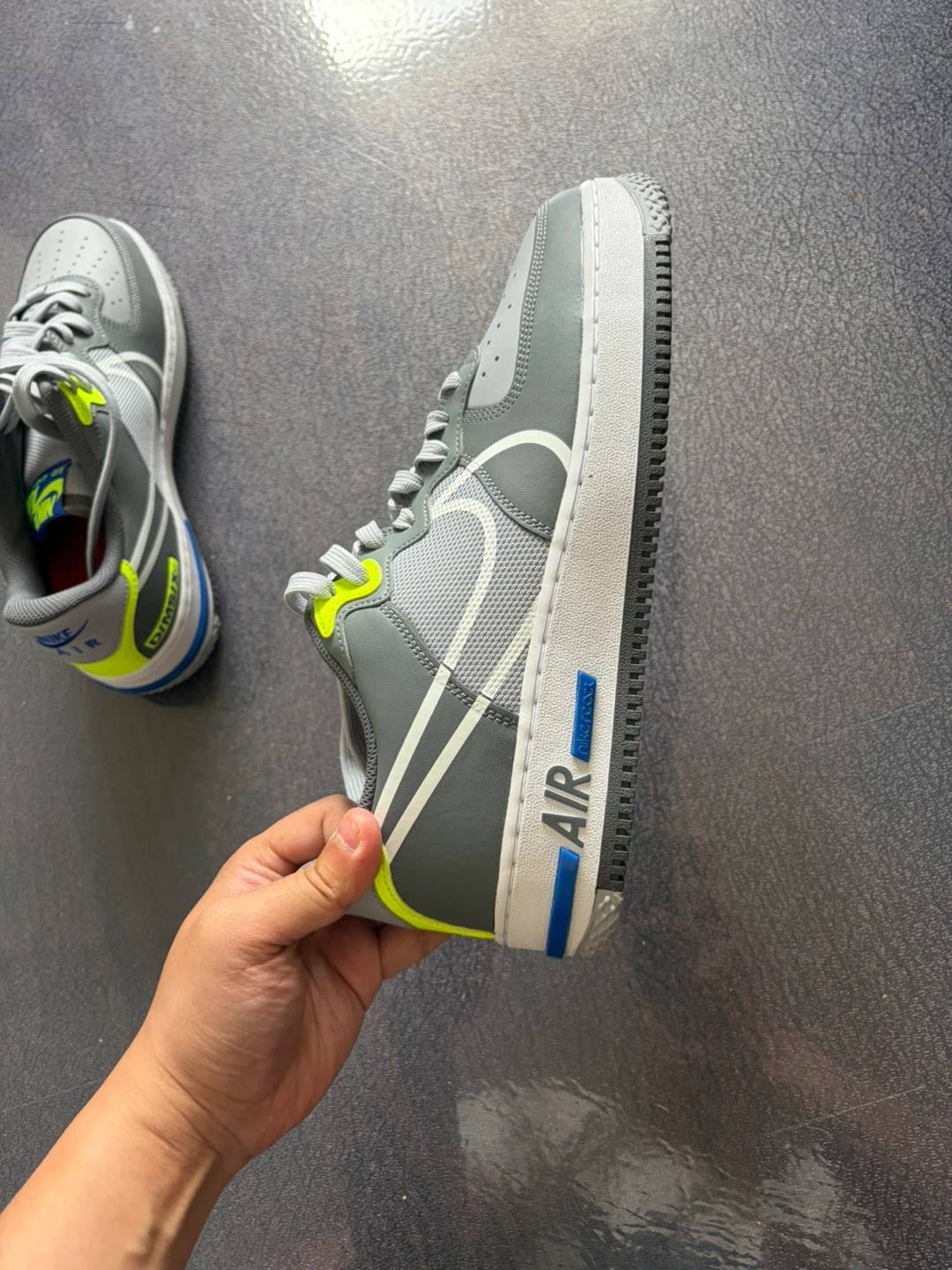 Nike Air Force 1 React Grey Neon - Size 10 - photo 5