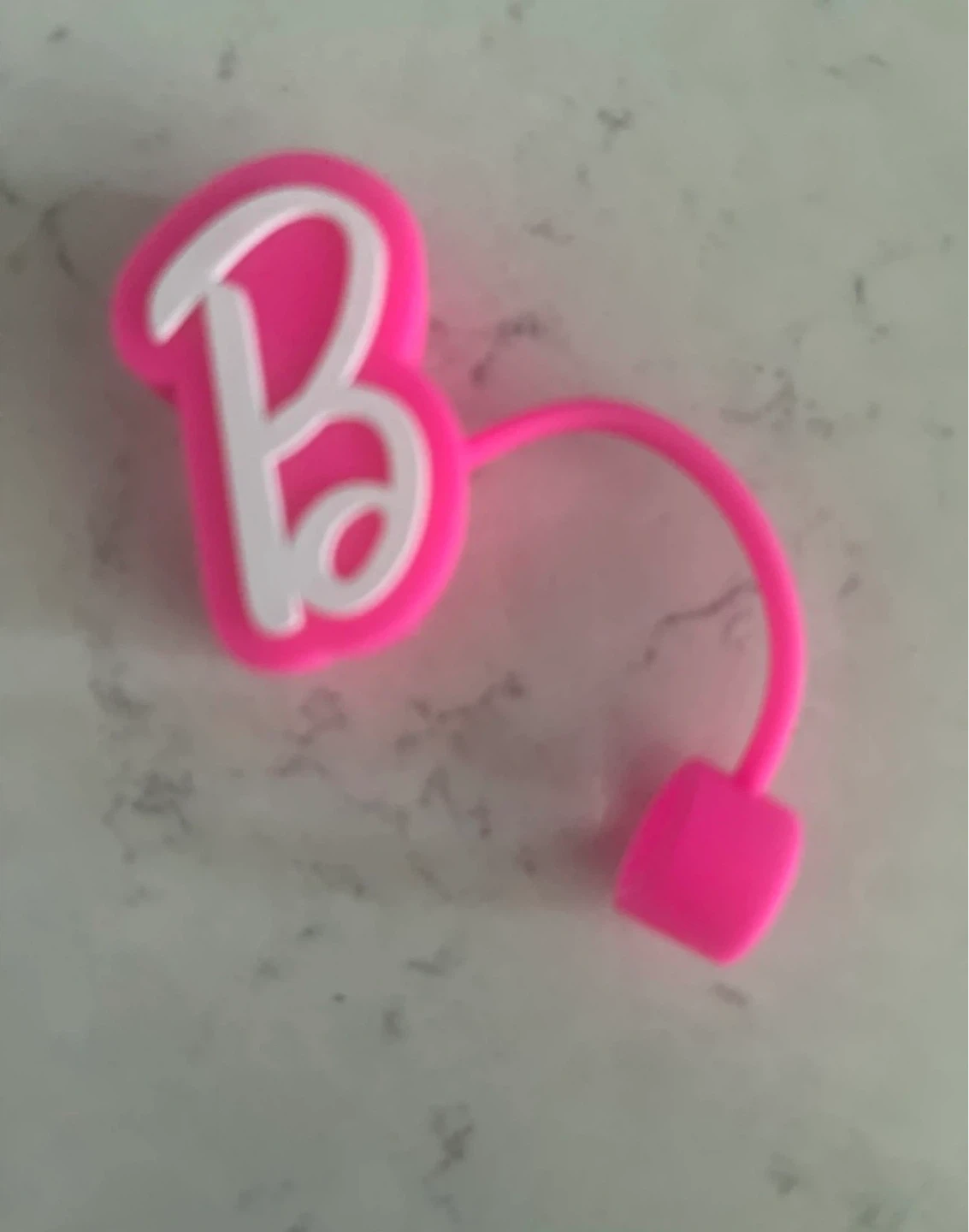 Barbie Logo Pink Silicone Straw Charm ⚽️
