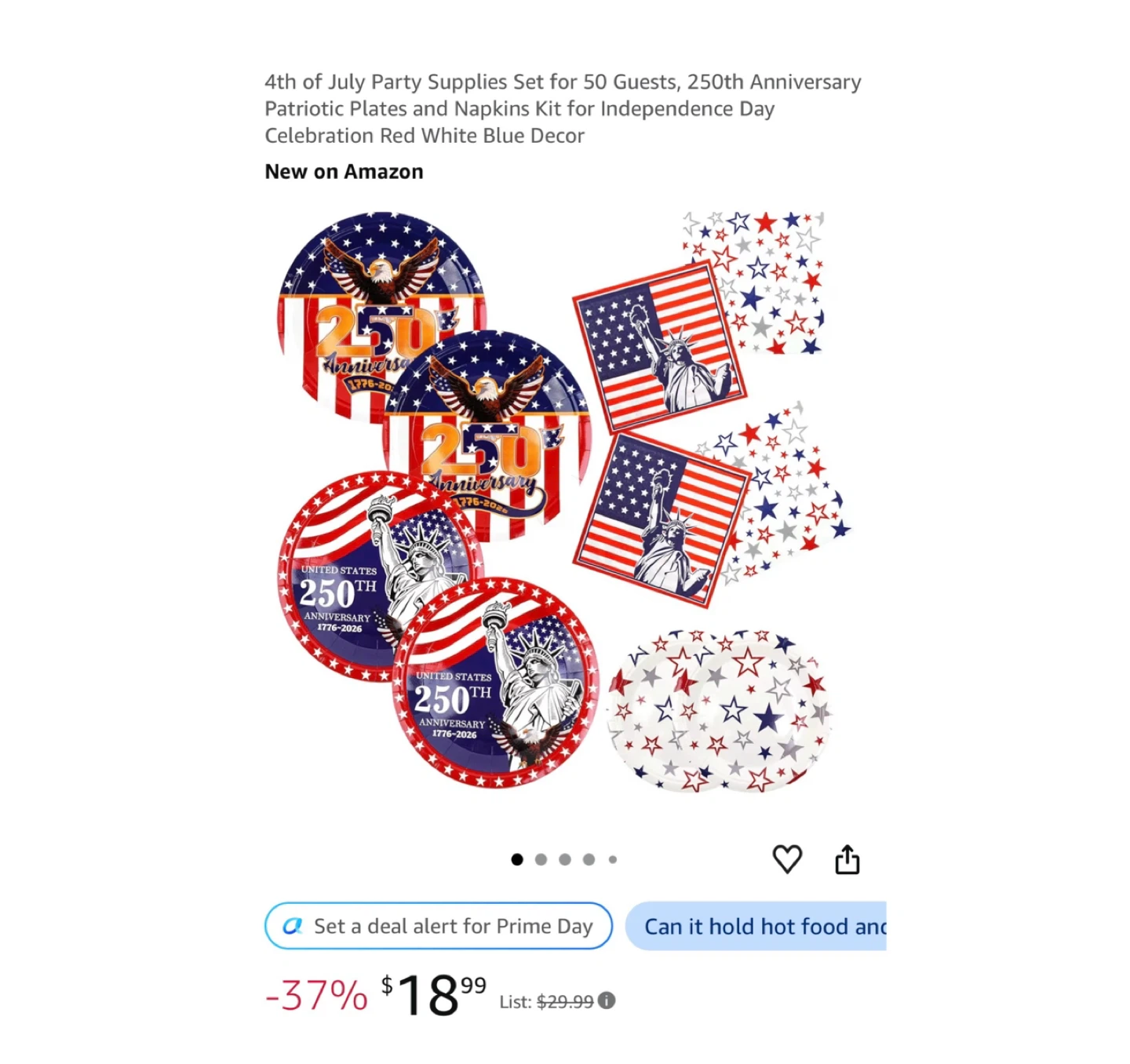 Brand new 4th of July Party Supplies Set for 50 Guests