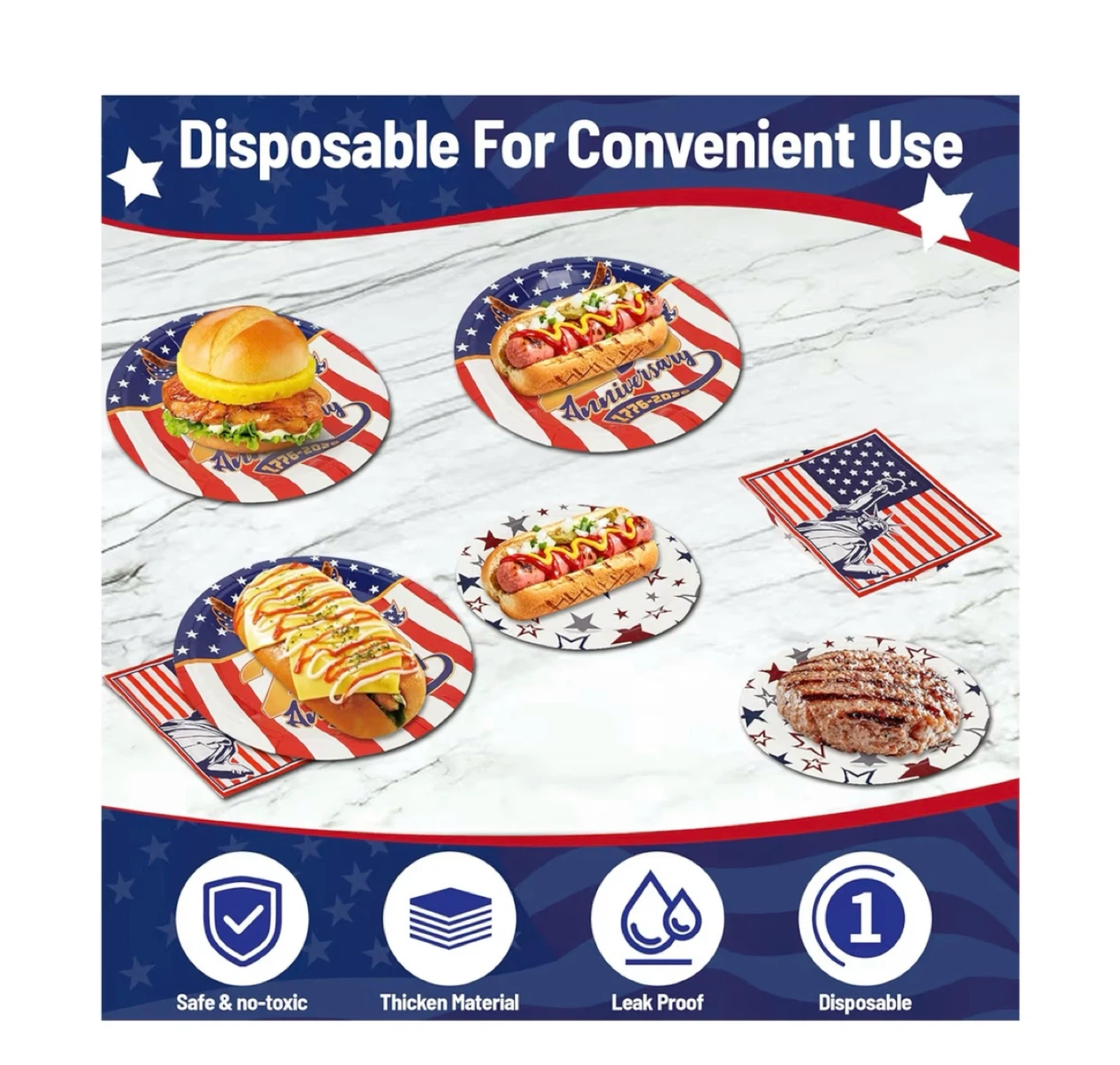 Brand new 4th of July Party Supplies Set for 50 Guests - photo 5
