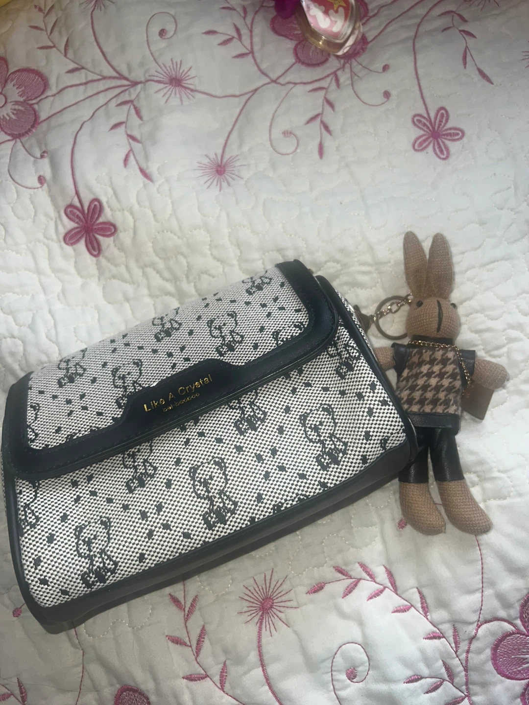 Like A Crystal Shoulder Bag with Teddy Bear Print ⚽
