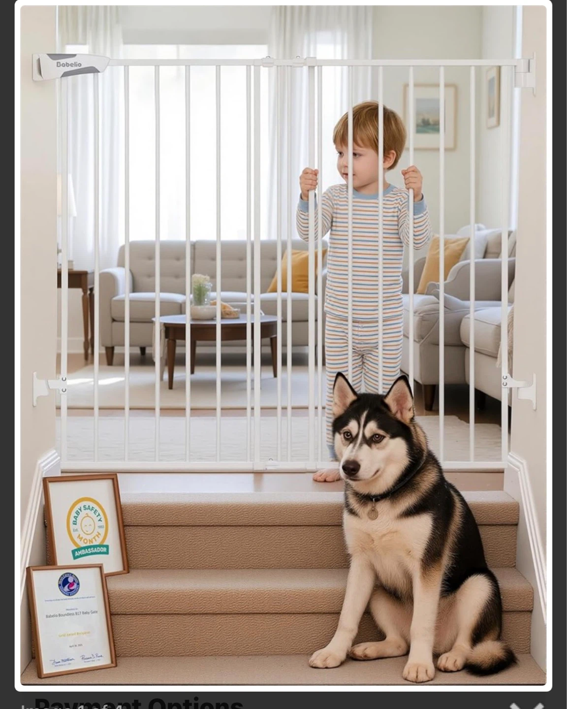 Dobello White Safety Gate 34" Tall