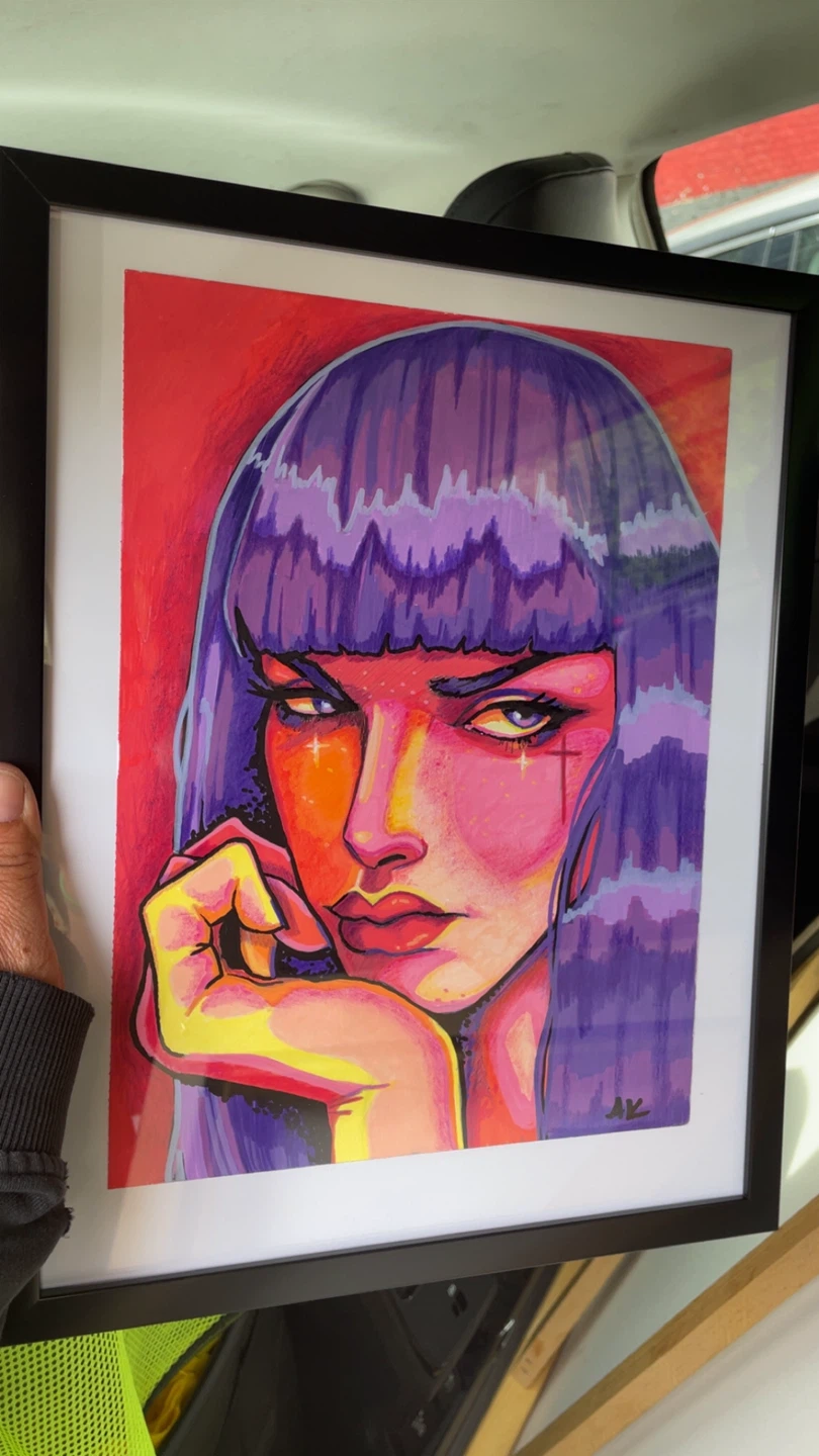Framed Pop Art Portrait Painting