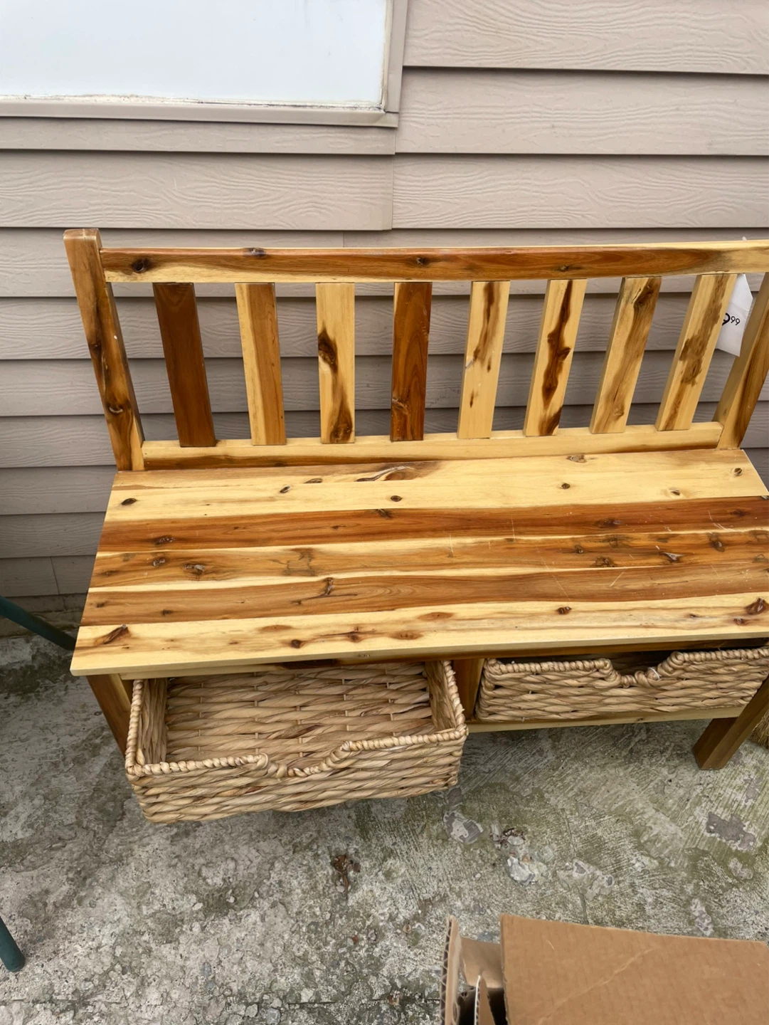 Wooden Bench with Storage Baskets - photo 3