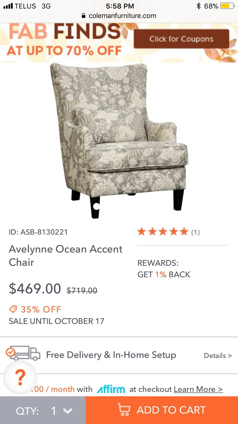 Avelynne Ocean set by Ashley, accent chairs and dinning chairs