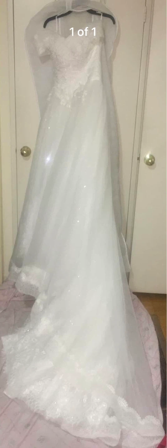 White Wedding Dress with Lace and Sparkles