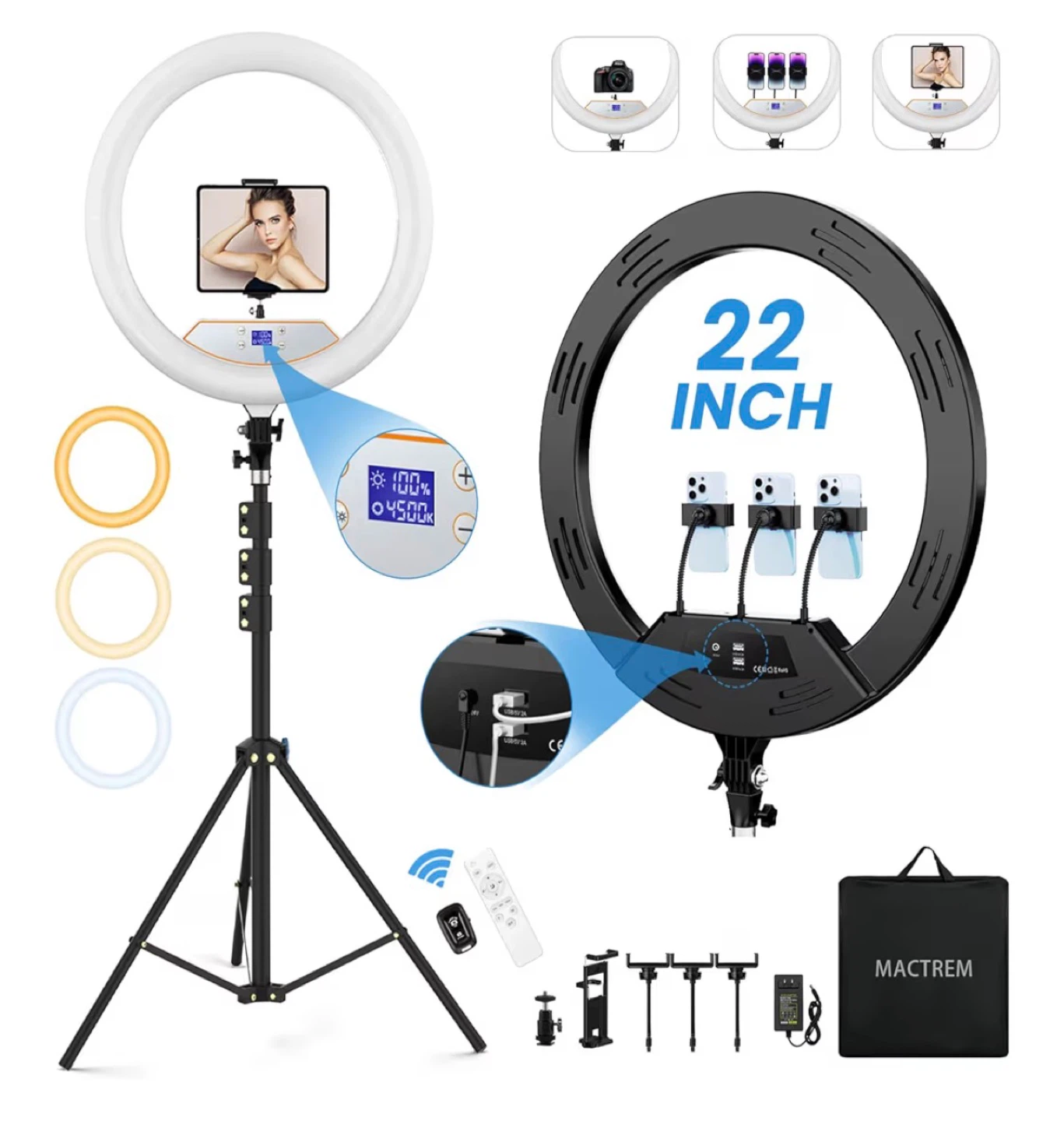 Mactrem 22-inch LED Ring Light Kit