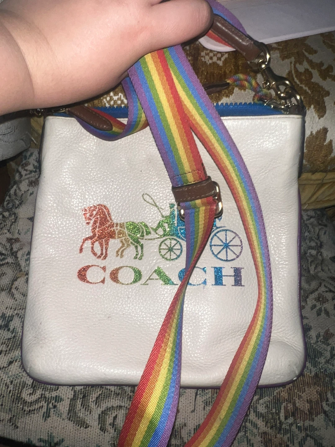 Coach White Leather Crossbody Bag with Rainbow Horse ⚽ - photo 2