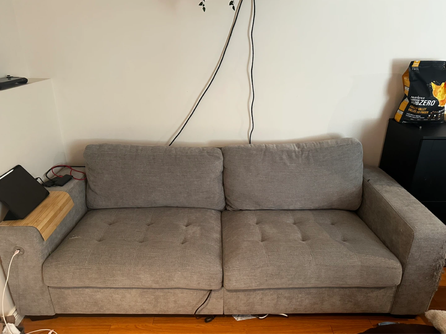Grey Sofa with Built-in USB Charging Ports
