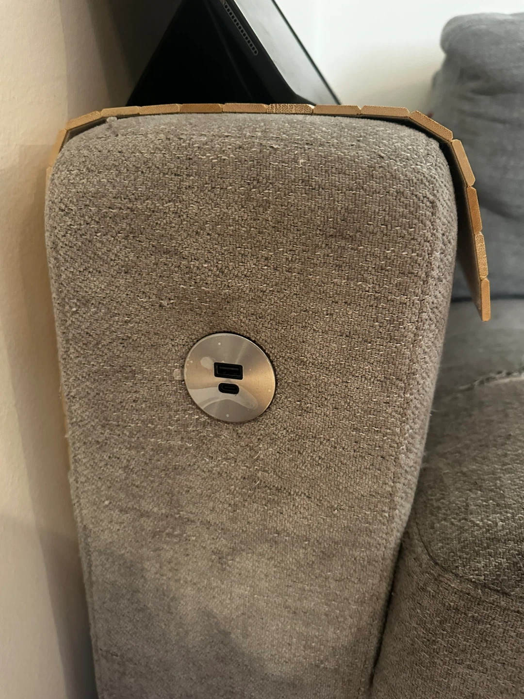 Grey Sofa with Built-in USB Charging Ports - photo 4