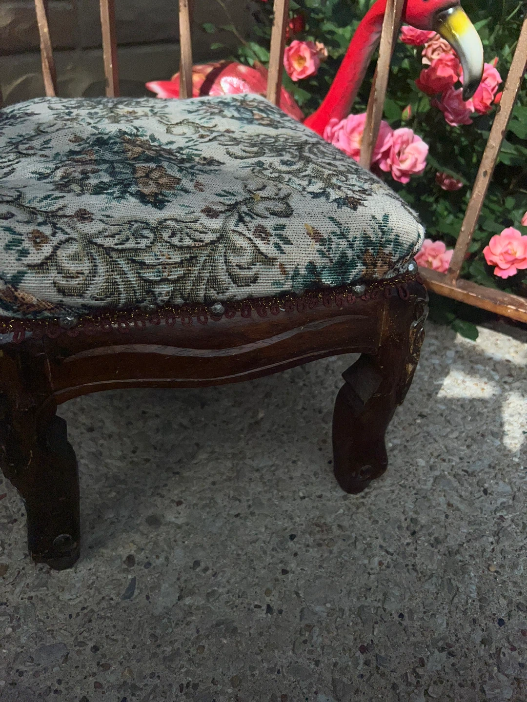 Vintage Upholstered Footstool Ottoman ⚽ - photo 3