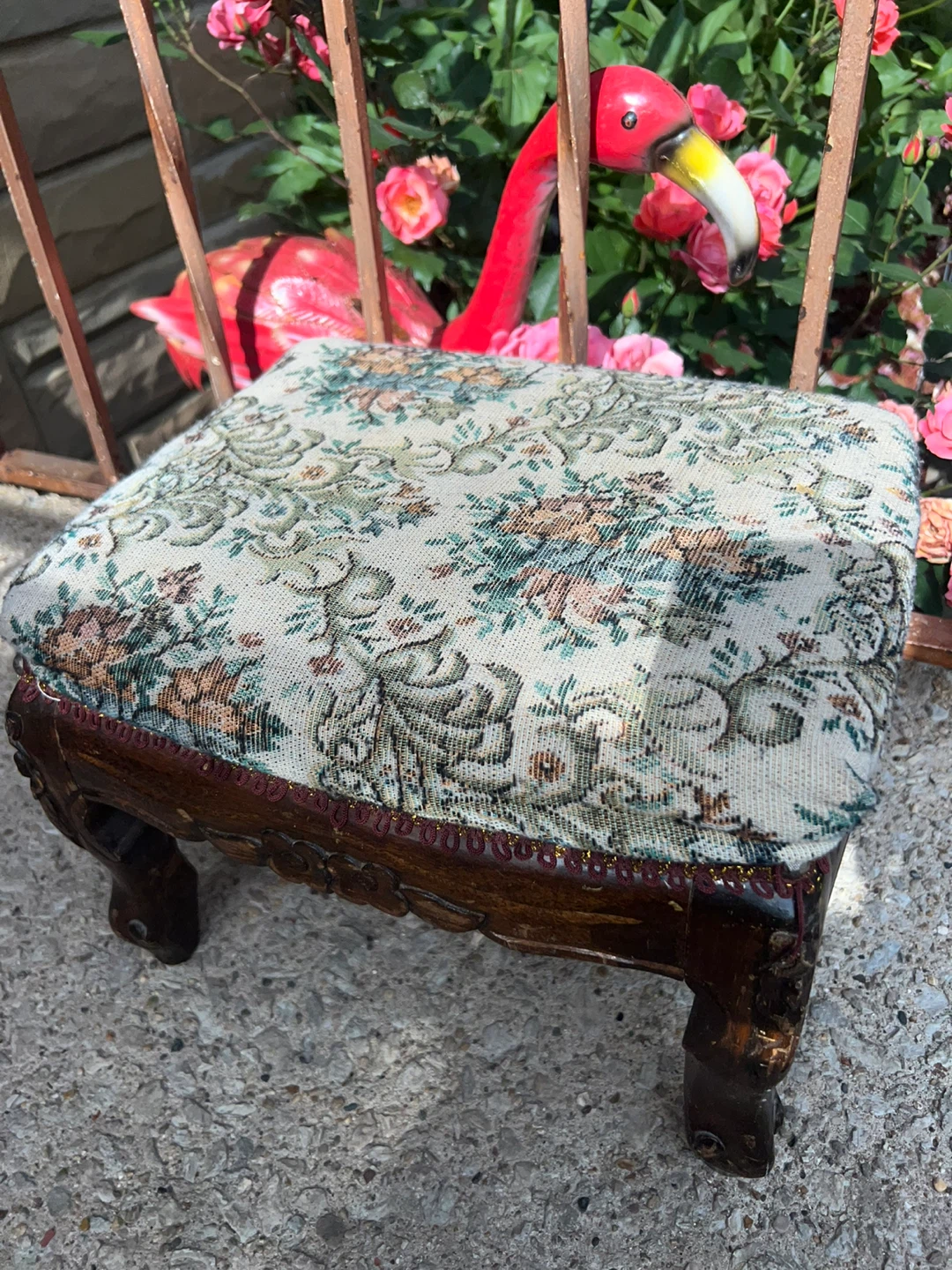 Vintage Upholstered Footstool Ottoman ⚽ - photo 2