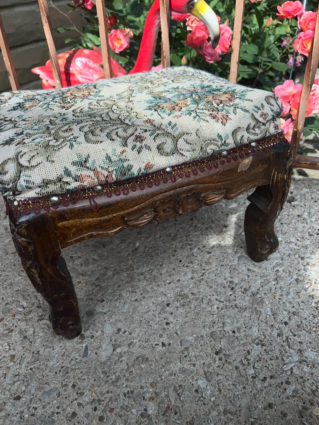 Vintage Upholstered Footstool Ottoman ⚽ - photo 4