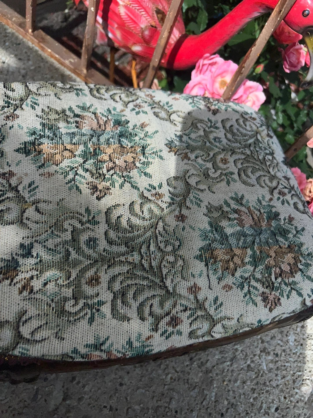 Vintage Upholstered Footstool Ottoman ⚽ - photo 5