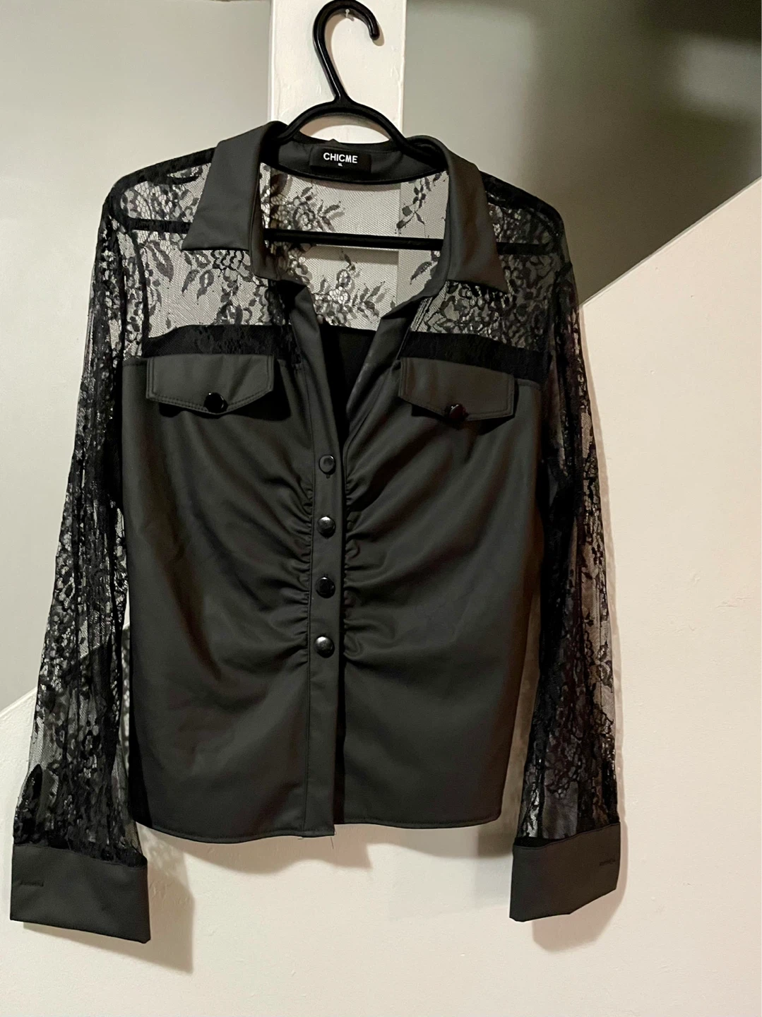 ⚽️ CHICME Black Lace Button-Up Shirt