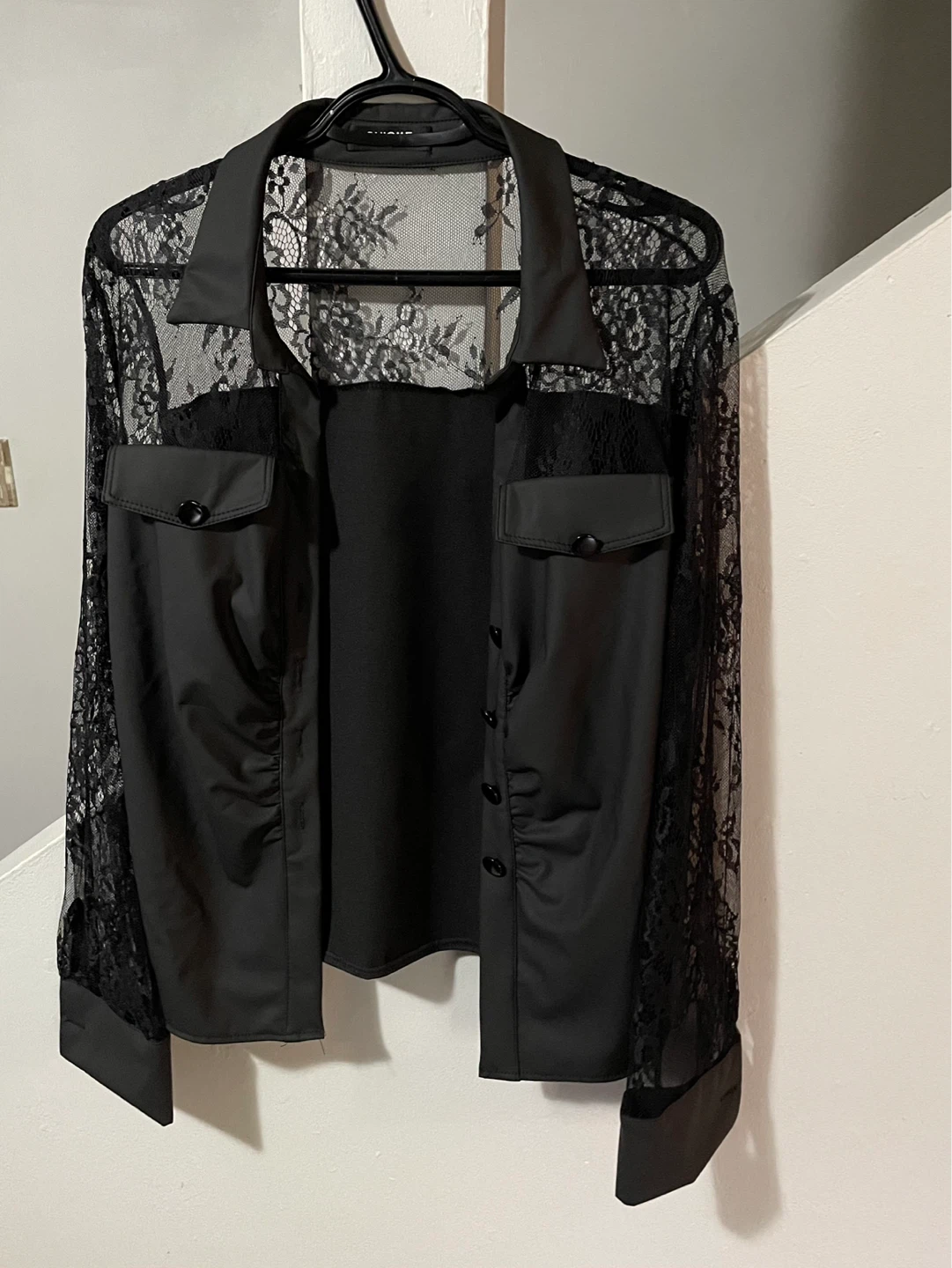 ⚽️ CHICME Black Lace Button-Up Shirt - photo 3