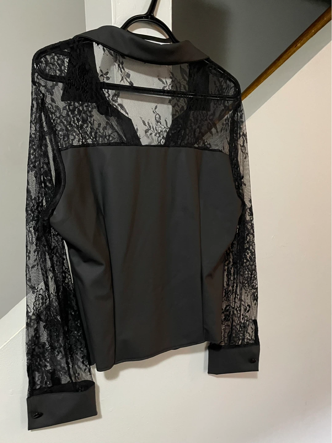 ⚽️ CHICME Black Lace Button-Up Shirt - photo 2