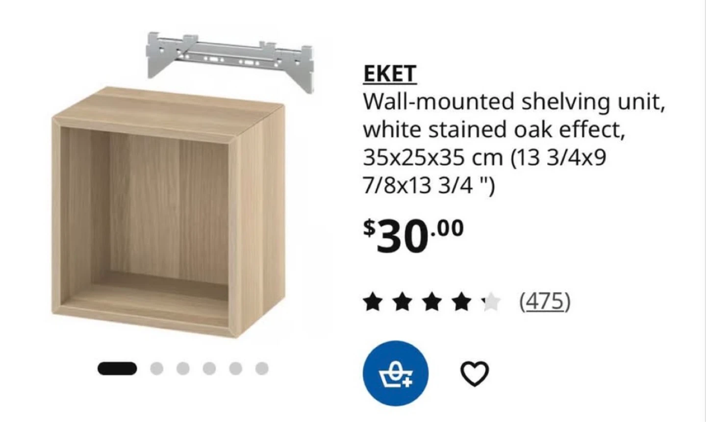 IKEA EKET Wall-mounted Shelving Unit - White Stained Oak Effect