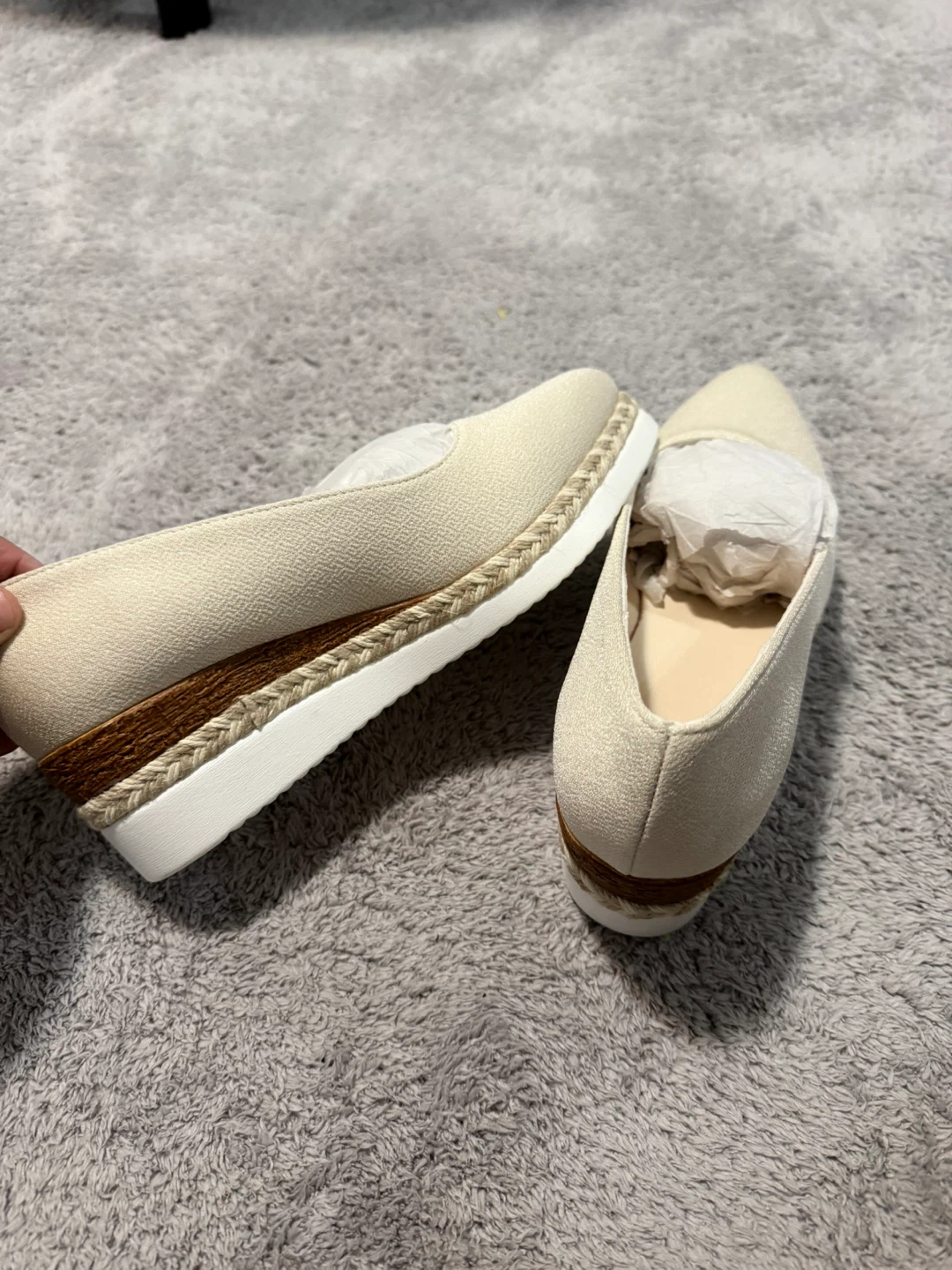 Women's Beige Espadrille Wedge Flats