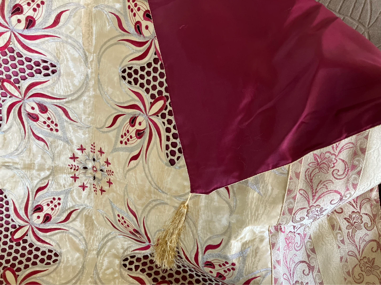 Embroidered Floral Cutwork Tablecloth-50” x 50” - photo 3