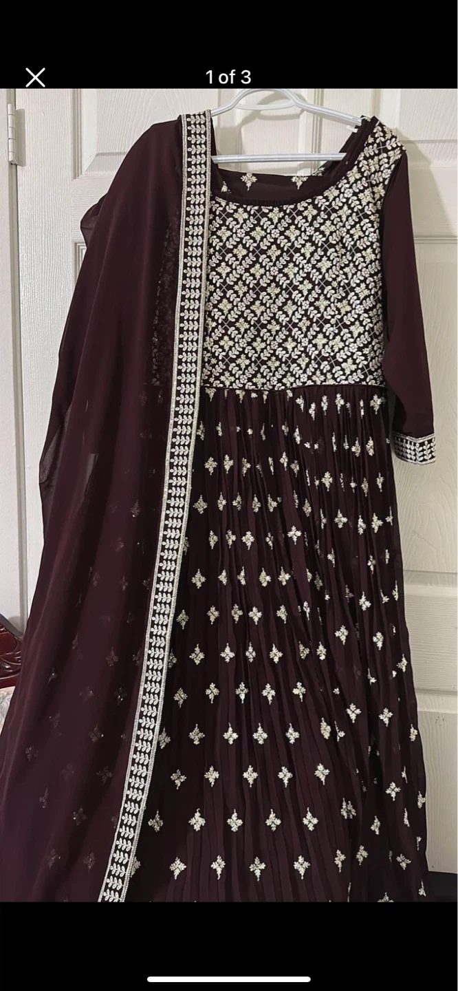 ⚽ Embroidered Anarkali Dress with Dupatta