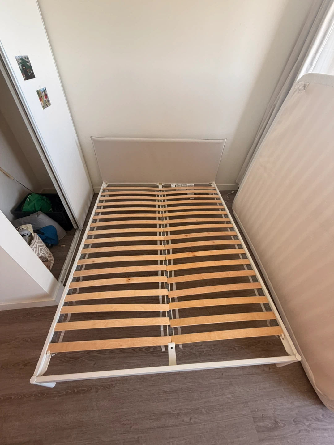 White Metal Bed Frame with Headboard