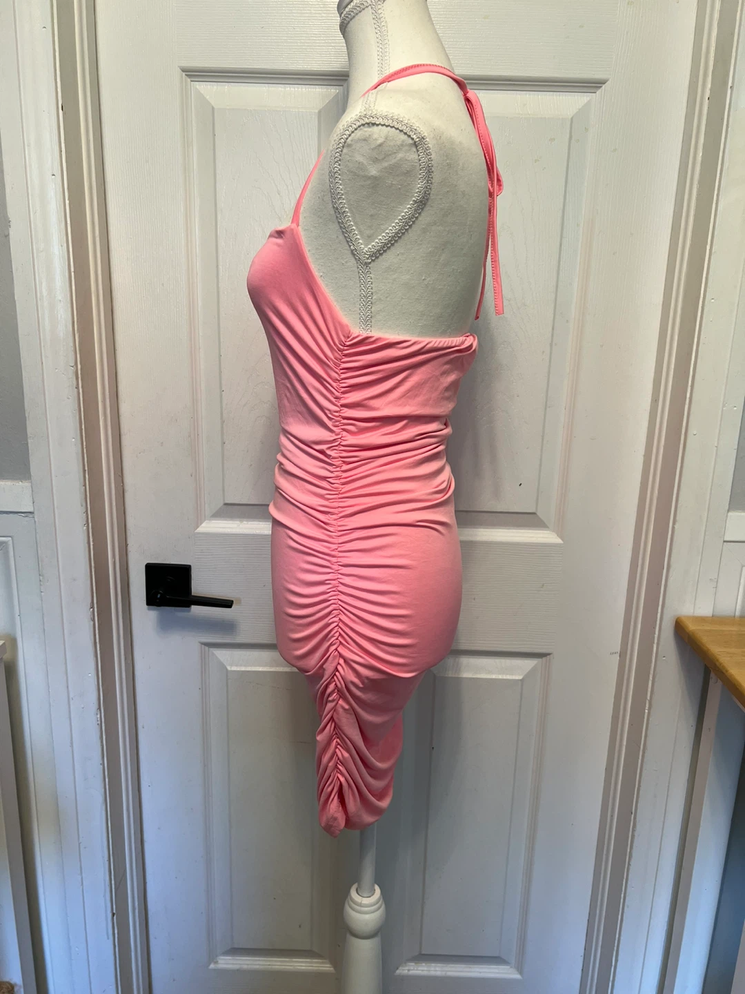 ⚽ (New)Pink Ruched Halter Dress- S - photo 2