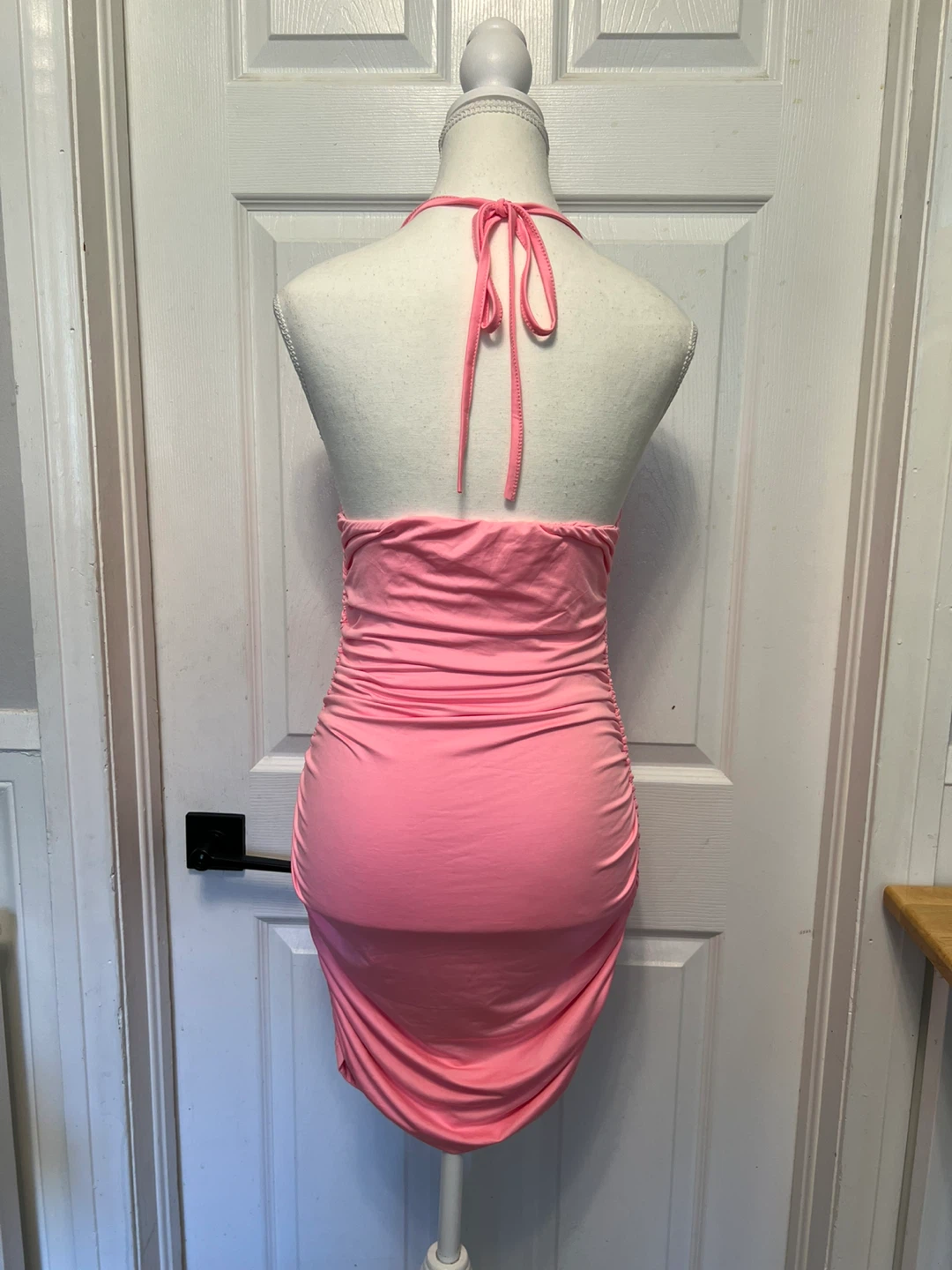 ⚽ (New)Pink Ruched Halter Dress- S - photo 3