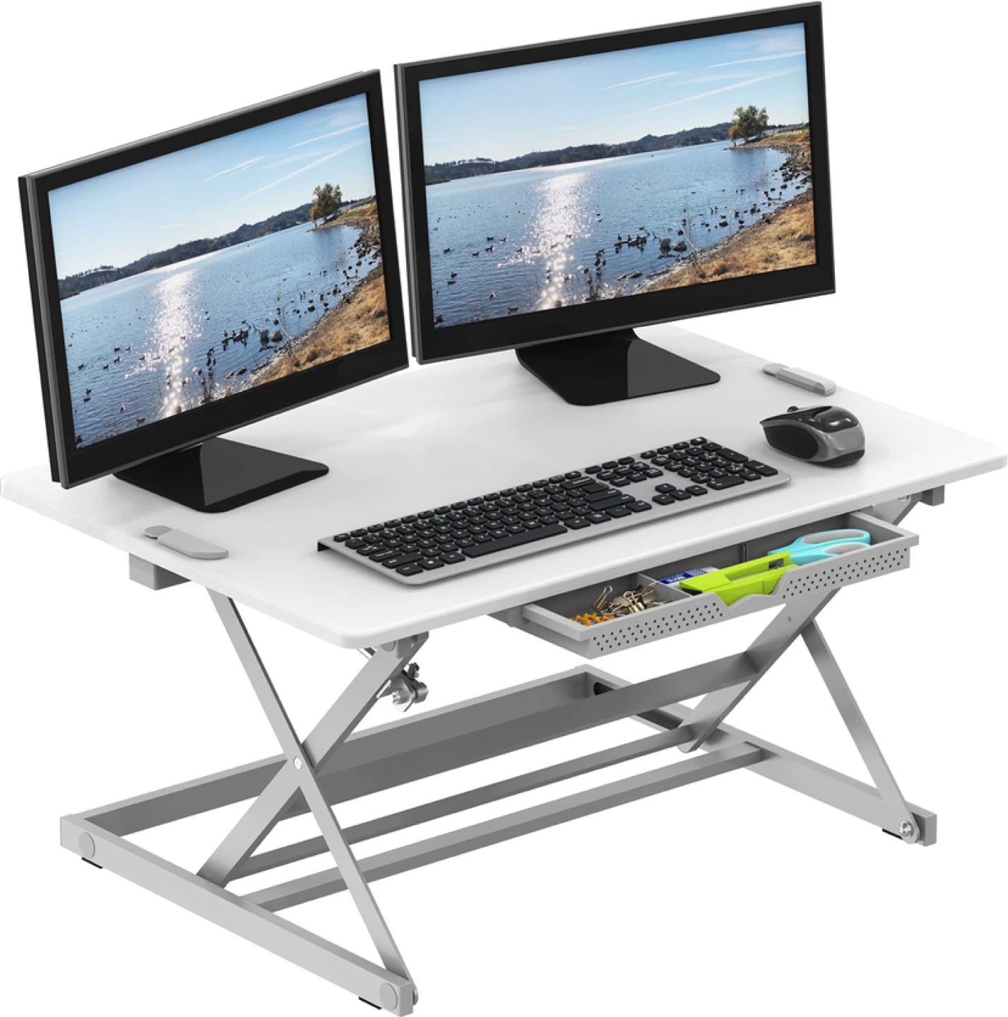 SHW 32-Inch Adjustable Height Sit-Stand Riser