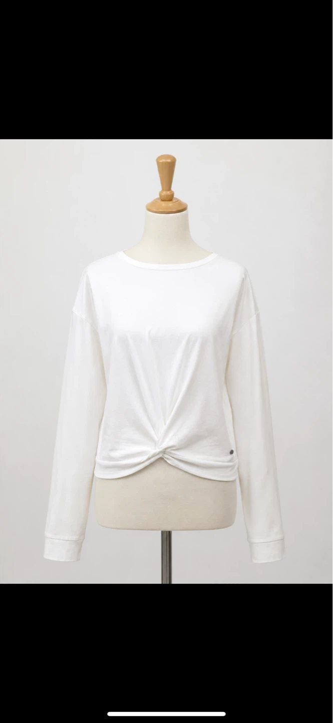Beckaro Girls White Cotton Twist Front Long Sleeve Top