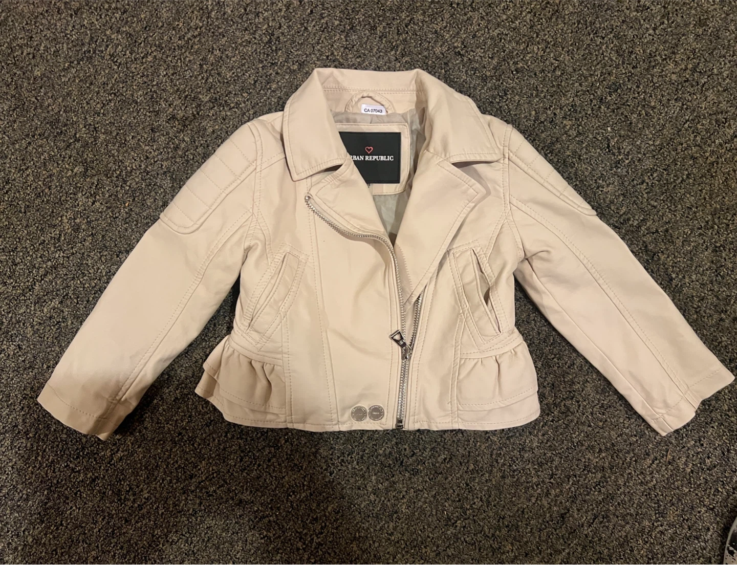 Urban Republic Cream Faux Leather Moto Jacket