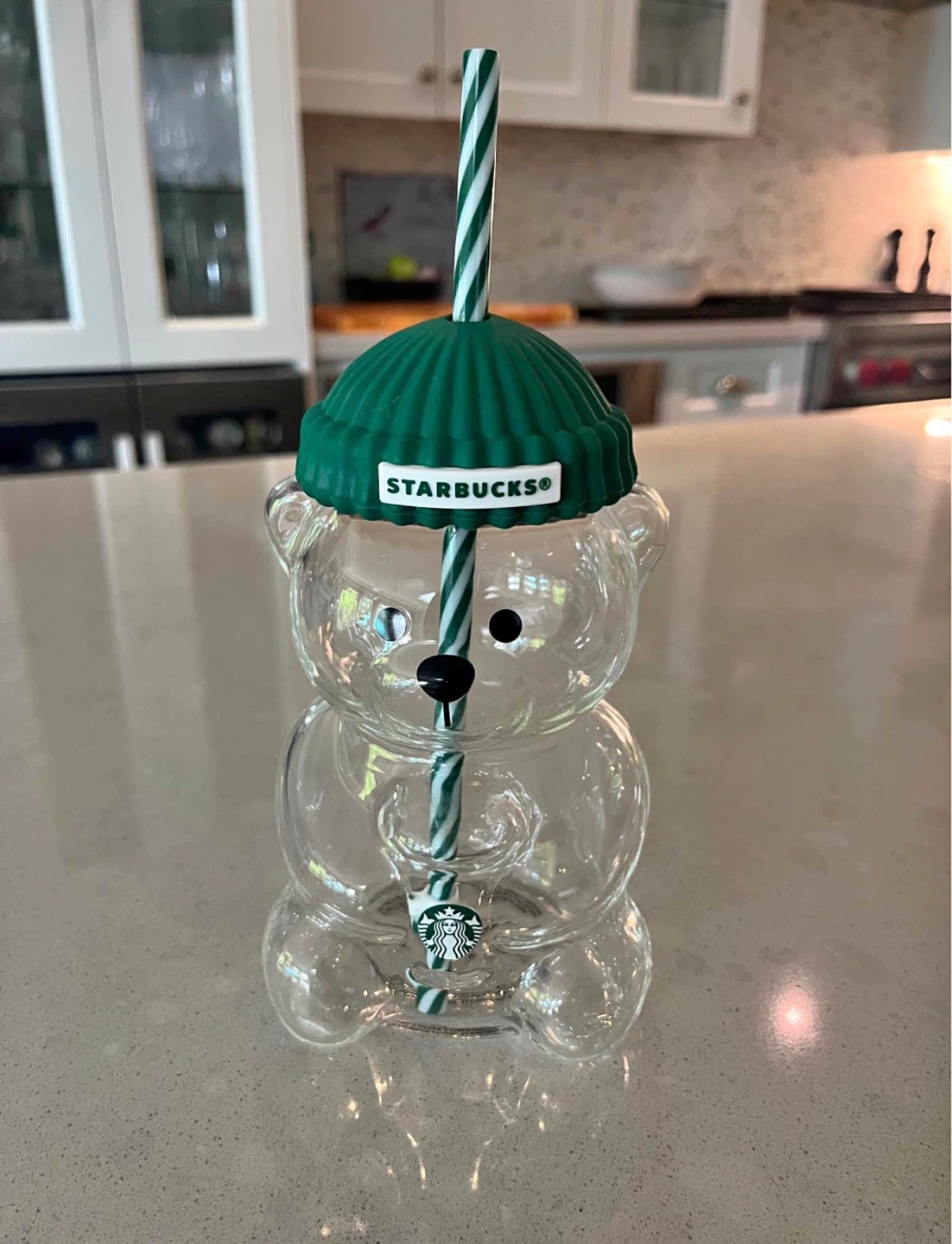 ⚽️Starbucks Bear Glass Tumbler with Straw