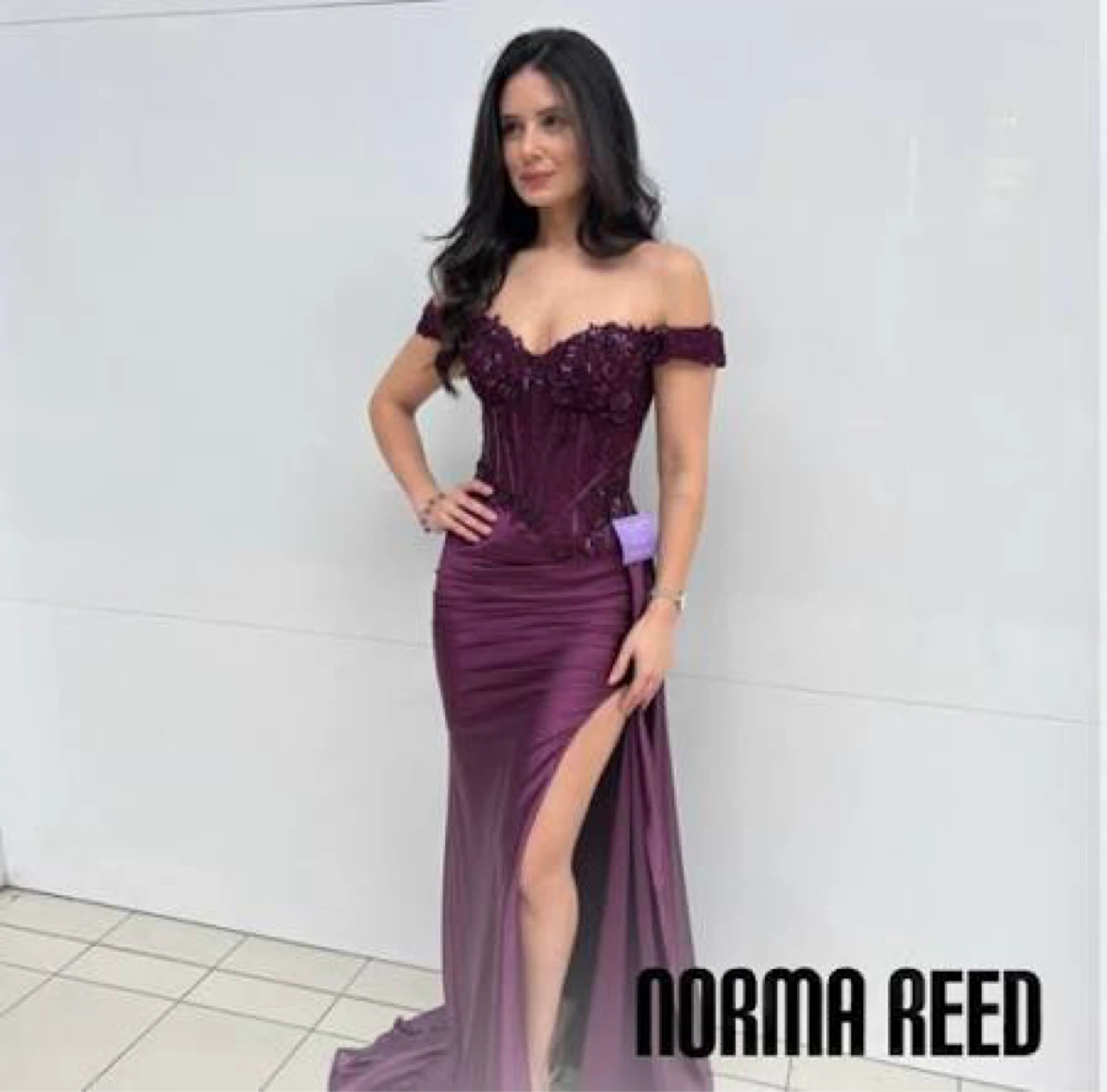 Norma Reed Purple Corset Evening Gown