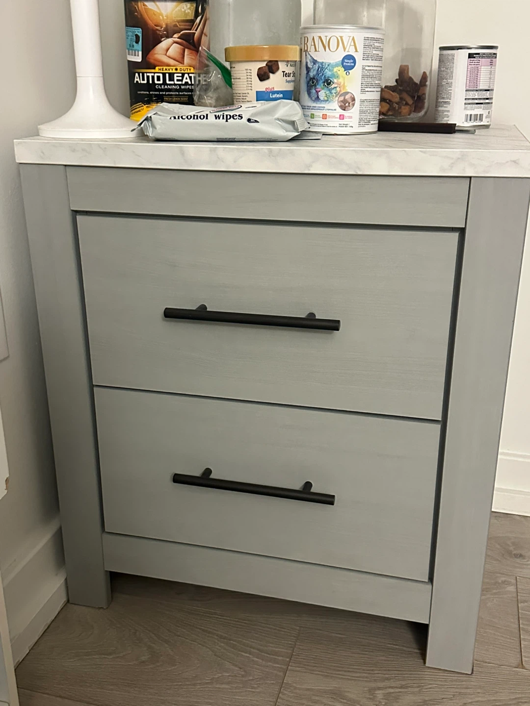 Grey 2-Drawer Nightstand